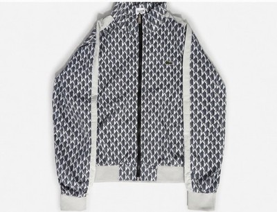 Vintage Lacoste Track Jacket Monogram Grau/Weiß Y2K