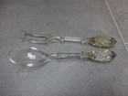 Crystal Glass Vintage Salad Servers spoon and Fork