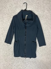 Comfy USA Jacket Womens Extra Small Gray Full Zip Cowl Neck Pockets