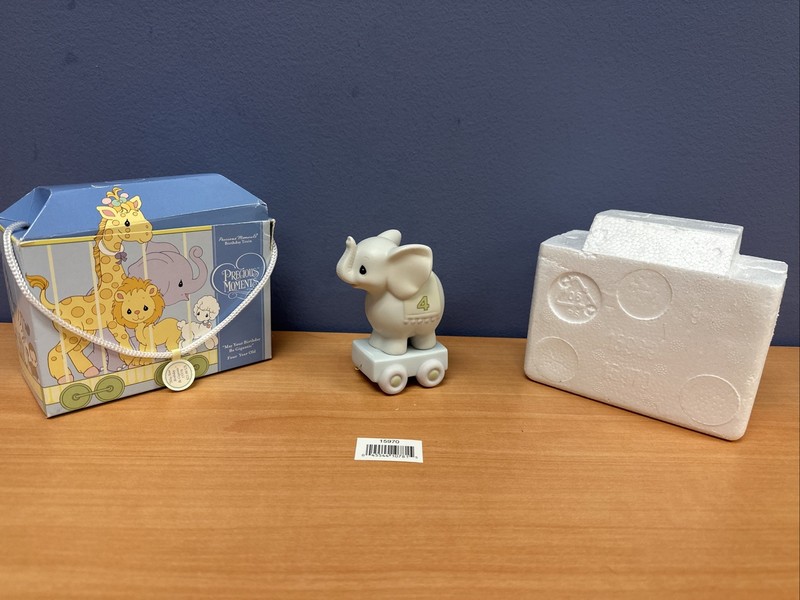 Precious Moments Figurine Age 4 Birthday Train Elephant  w/box 15970