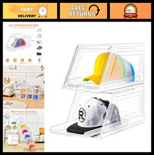 2 Pack Baseball Cap Organizer with Drawer, Stackable Hat Holder for Closet, 12 C