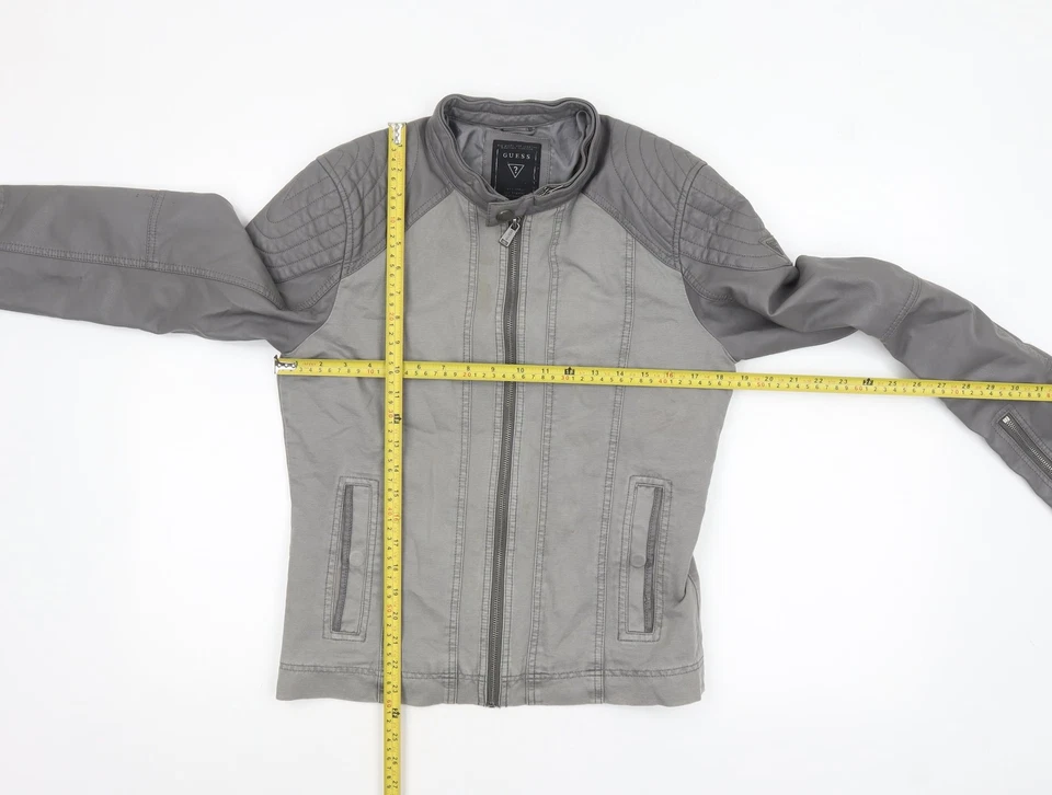 Chaqueta de motociclista GUESS para mujer talla XS gris manga corta larga informal cremallera completa cremallera - Imagen 3 de 4