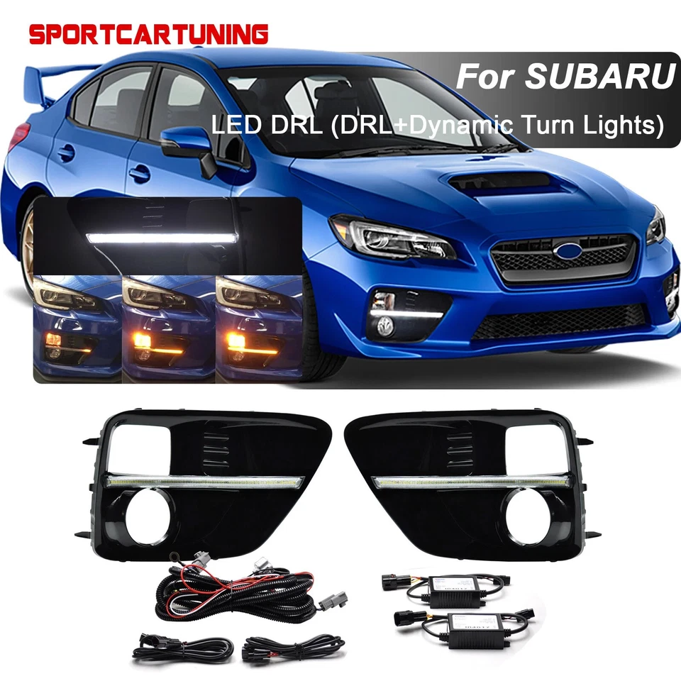 For 2015-17 Subaru WRX STI Sequential LED Turn Signal Lamp DRL Fog Bezel Lights - Image 2 of 4