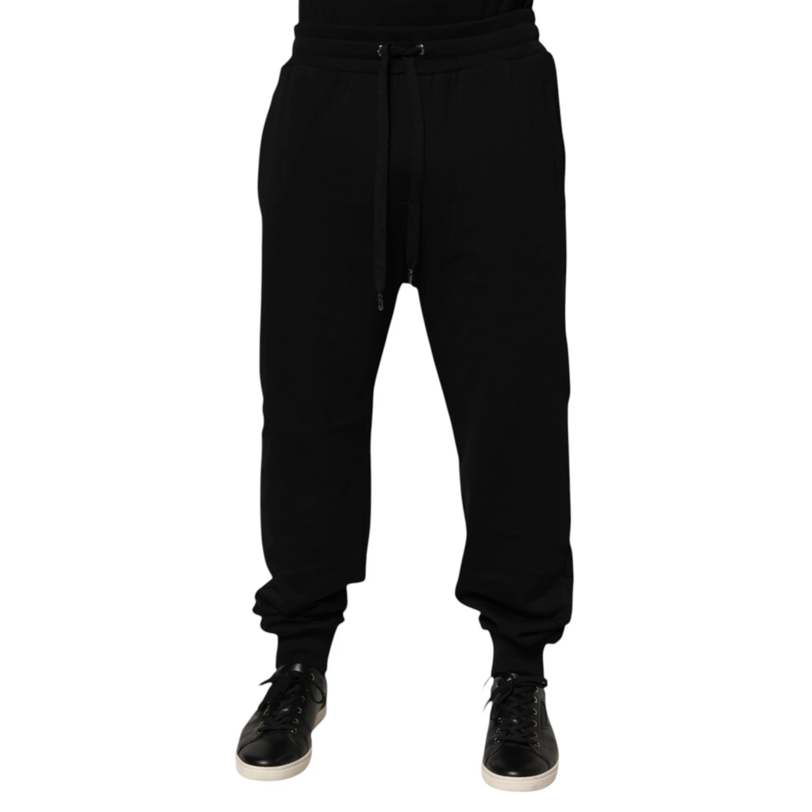 DOLCE & GABBANA Pants Black Cotton Drawstring Logo Sweatpants IT56/W42/XXL $900