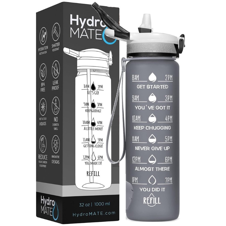 Sports Motivational Drinking Water Bottle With Time Marker 32 Oz BPA ...