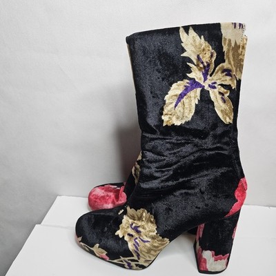 Pre-Owned MSGM Women Size EU 37/ US 6.5 Multicolor Velvet Ankle Boots