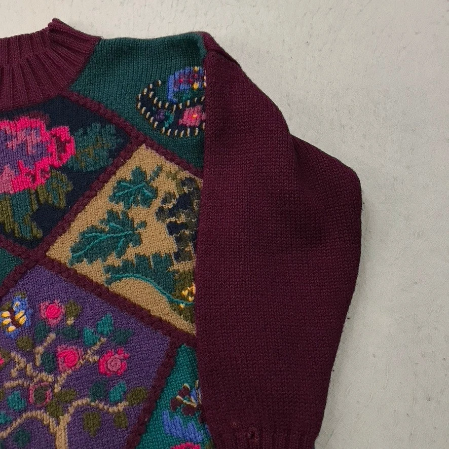 ВИНТАЖНЫЙ Eddie Bauer свитер женщин маленький шерсти цветочный бабушка громкий трикотаж 90-х - Изображение 4 из 4