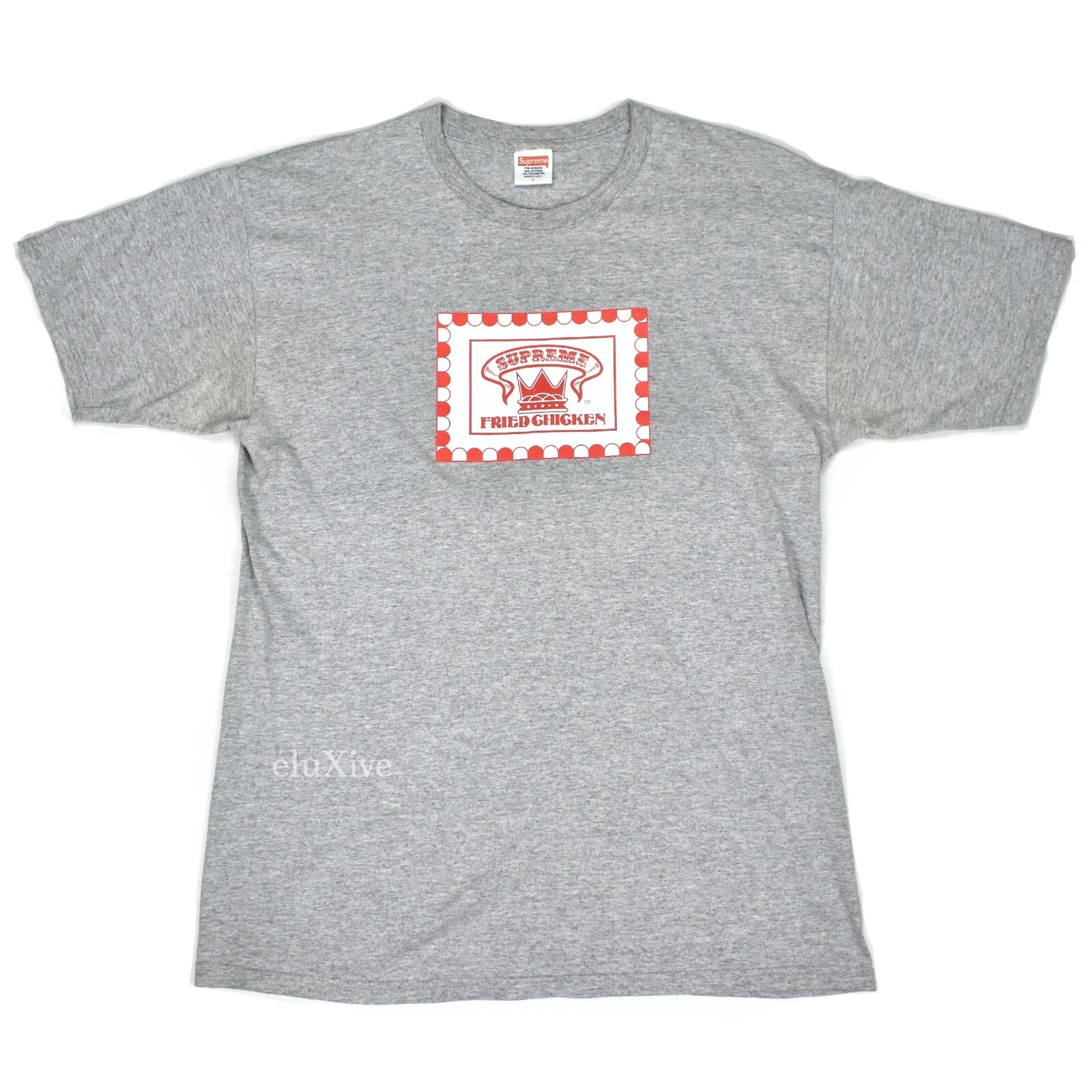 T shirt homme gris Supreme NY Crown poulet frit logo poulet gris L FW12 AUTHENTIQUE