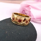Natural Garnet Gemstone with Gold Plated 925 Sterling Silver Ring for Men's 4595
