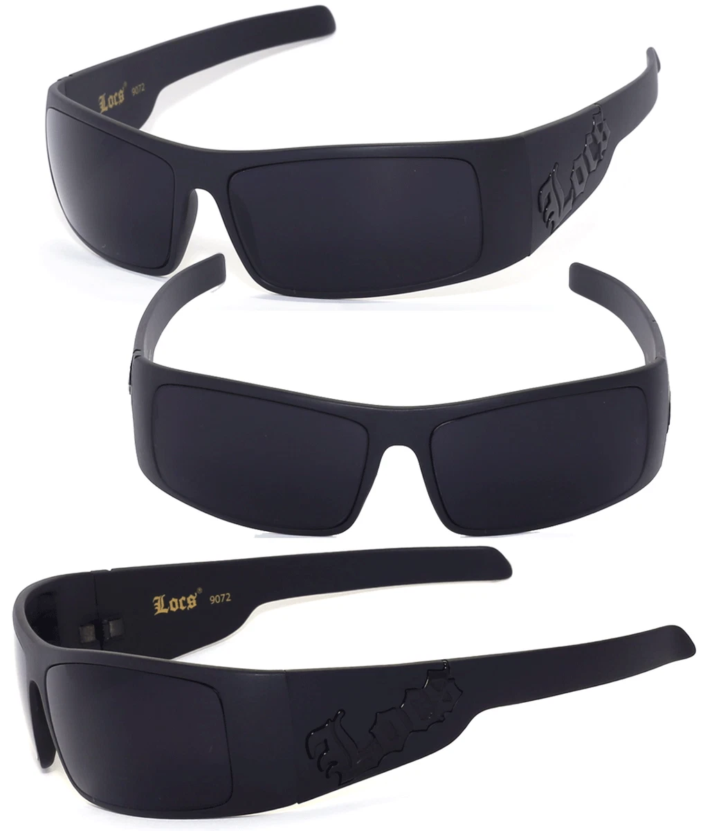 Occhiali Da Sole LOCS 91111 Neri - Stile Gangster Cholo Lowrider, Lenti