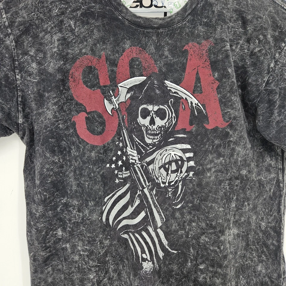 Camisa Sons Of Anarchy Para Hombres 2XL 2014 Reaper Bandera Gris Negra Tie Dye Biker Club Foto 2 de 4