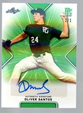 2021 Leaf Perfect Game Showcase Autograph Green Shimmer #BAOS1 Oliver Santos 1/1
