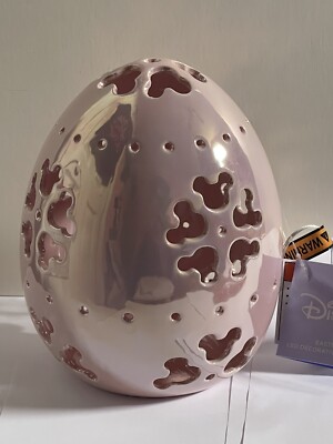 Celebrate Together Disney Mickey Mouse LED Ceramic Pink Easter Egg Brand New