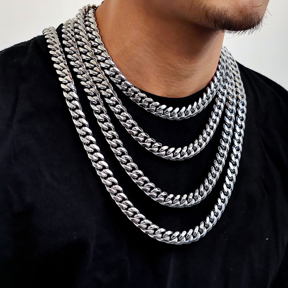 Men's & Women's Stainless Steel Coffee Bean Bead Chain Necklace - 7/9/11mm Width, Silver/Gold
