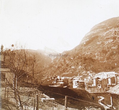 Schweiz Zermatt Cervin Foto Stereo PL52P2n18 Platte De Verre Vintage
