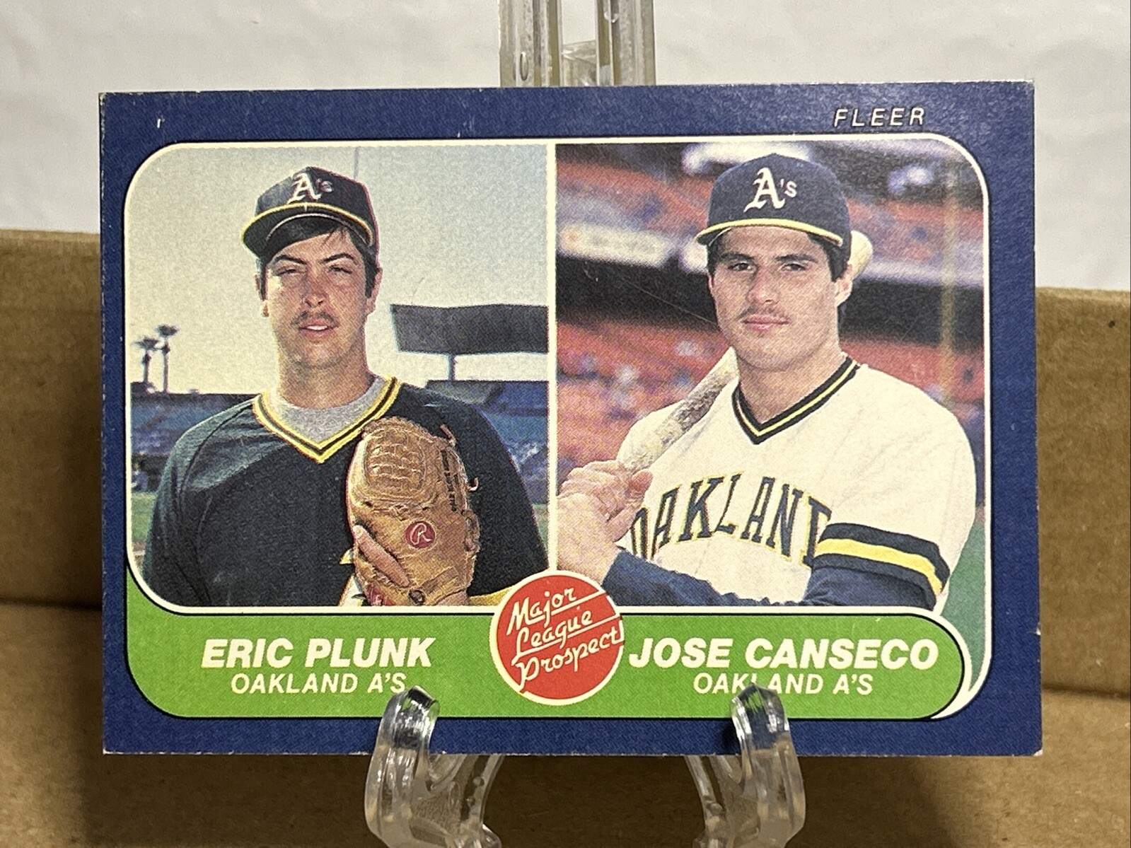1986 MLB Fleer Eric Plunk Jose Canseco #649 Rookie Card RC Oakland Athletics A’s