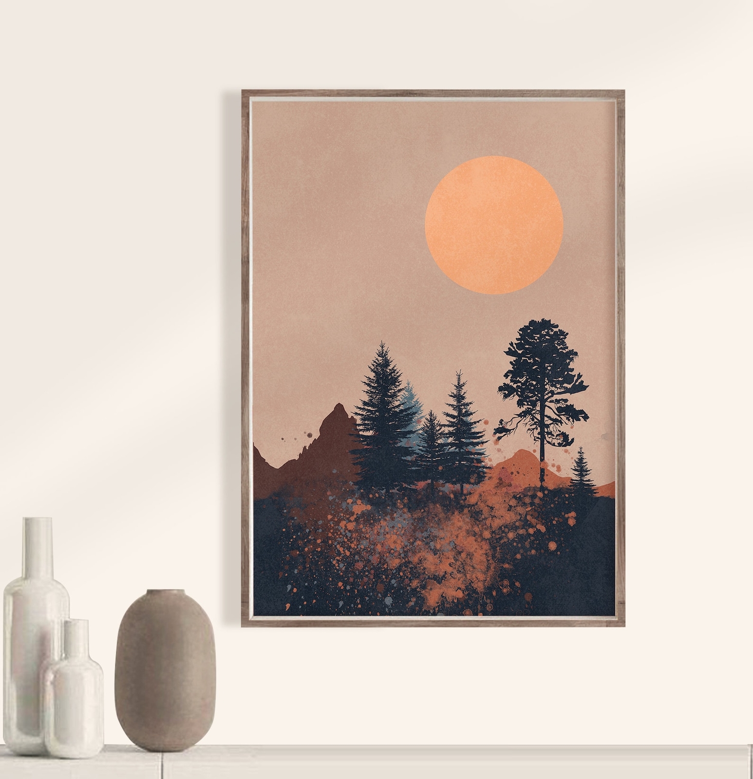 Living Room Wall Art Print Sun Boho Art Print Bohemian Wall Decor Modern Art