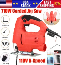 710W Electric Jigsaw Jig Saw Tool Kit For Wood Metal Plastic 6 Variable Speeds