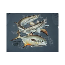 New Authentic Calcutta Short Sleeve Shirt/ Front Pocket/ Back Map Trio FL Slam G