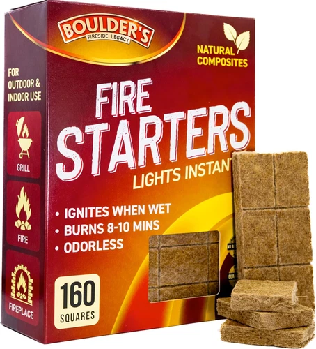 Fire Starter Cubes, 160 Pcs - Bulk Pack - Fast Grill BBQ Charcoal Start - Odorle