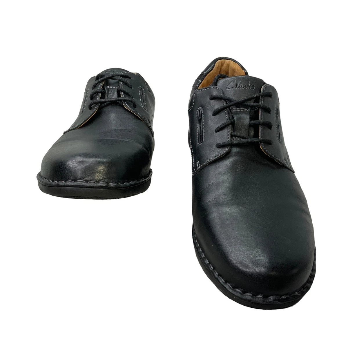 Clarks 1825 Unstructured Ravel Black Leather Comfort Mens Lace Up