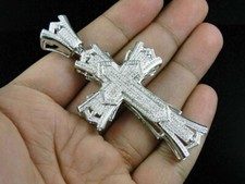 Mens Large Round Cut VVS1 Diamond Mens Cross Pendant Charm 1.0 Ct