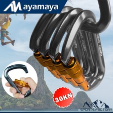 D-shape 30KN Aluminum Carabiner Clip Outdoor Camping Rock Rescue Screwgate Hook