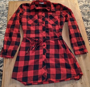 black and red plaid shirt dress
