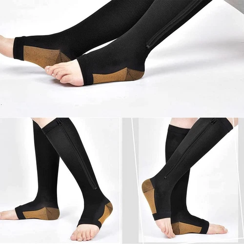 Calcetines de compresión con cremallera de cobre soporte para piernas medias cremallera hombres mujeres 20-30 mmHg - Imagen 11 de 24