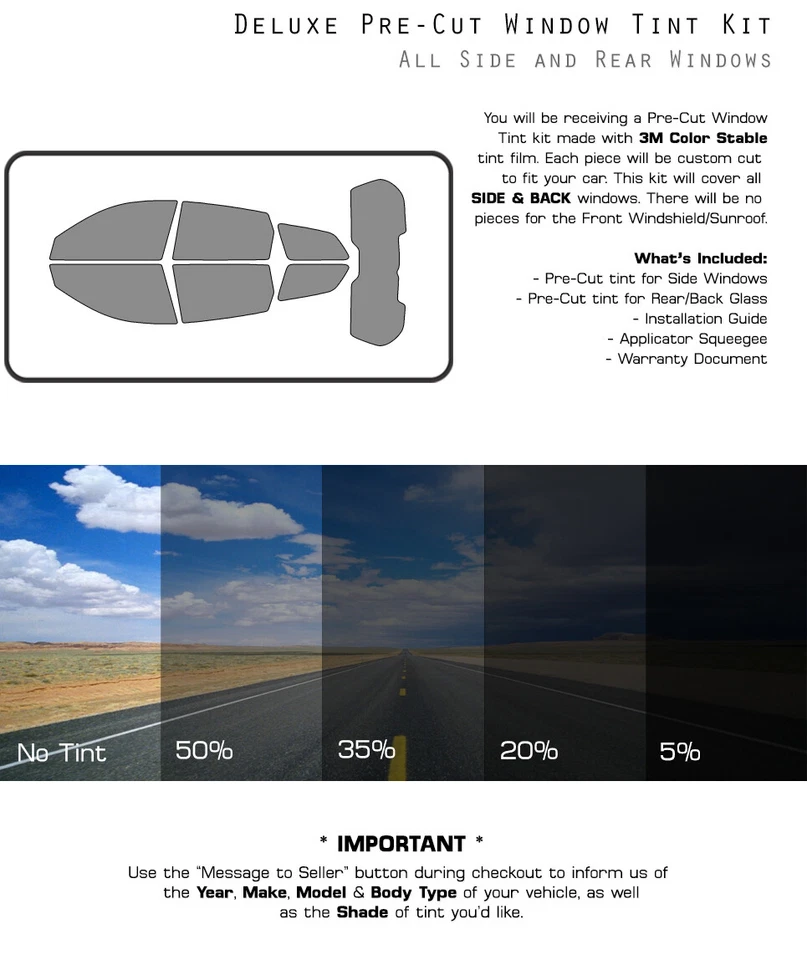 3M COLOR STABLE PreCut Window Tint Glass Film for Toyota Matrix 2003-2008 - Image 3 of 4