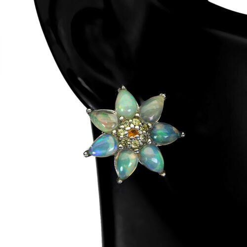 Sommer 925 Silber Ohrringe Birne Feuer Opal Saphir Dia Schnitt Edelstein Jewelry - Bild 2 von 10