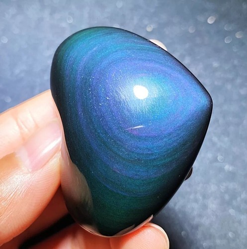 Rare Natural Rainbow Flash Obsidian Sphere Heart Reiki Stone Healing C78 - Picture 7 of 13