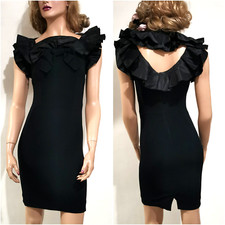 🆓US🛃  Dolce&Gabbana ruffle neck-line black Dress IT 36 XXS