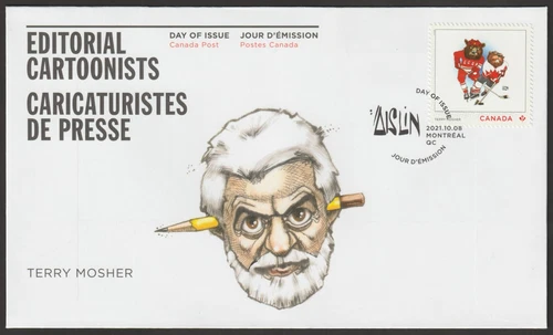 Canada #3298, Editorial Cartoonists, Terry Mosher, First Day Cover, FDC 2021