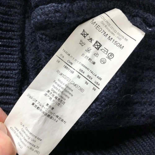 Mens Emporio Armani Navy Wool Cotton Cardigan Sweater Size 56 - Picture 8 of 9