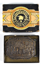 Vintage American Express Wells Butterfield  Co. Belt Buckle w/ Original Box