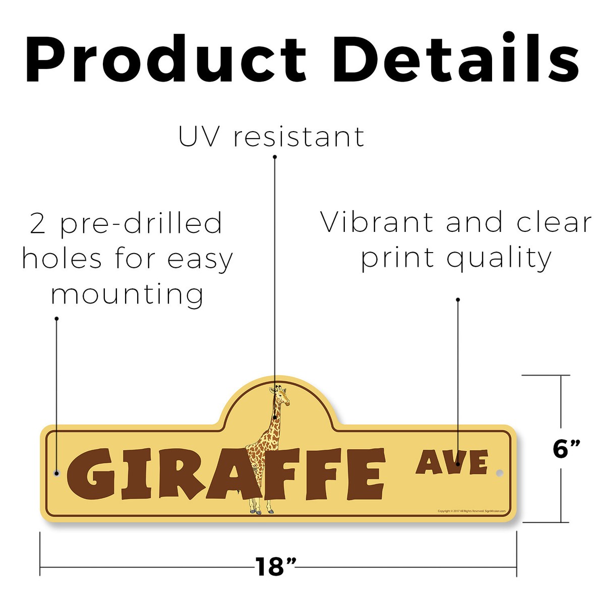 Giraffe (3 Pack) Plastic Street Sign Crossing Warning Vintage