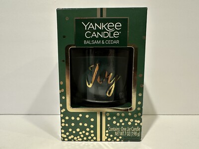 Yankee Candle Balsam & Cedar Tumbler Glass Jar Green Small Candle Holiday 7oz!