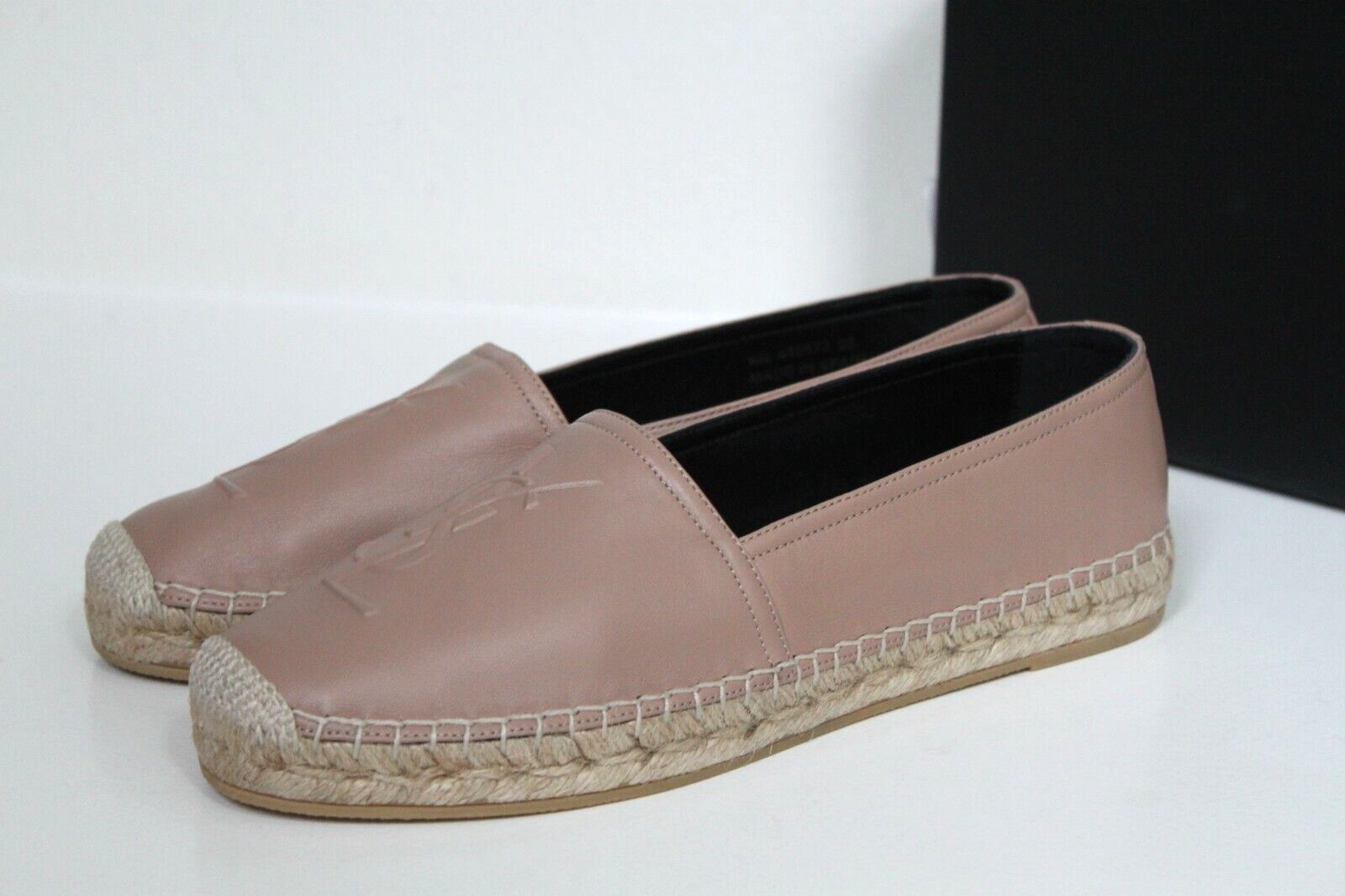 scarpe basse espadrillas in pelle nude con logo Saint Laurent Paris taglia 8 5 39 YSL