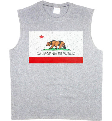 Men's sleeveless shirt California flag bear decal design muscle tee tank top