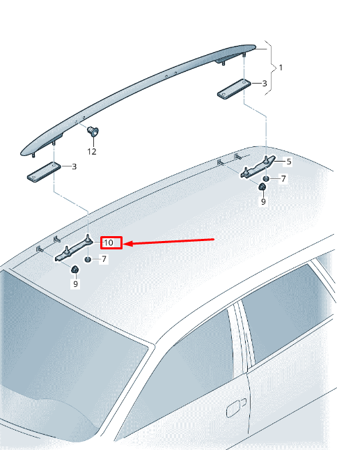 NOUVEAU SUPPORT DE RAIL DE TOIT AVANT VW SHARAN 7N 7N0860198 ORIGINAL
