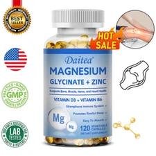 Magnesium Glycinate + Zinc Capsules - Magnesium Supplements -High Absorption