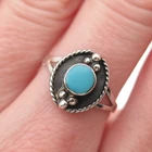 925 Sterling Silver Vintage Mexico Real Bisbee Turquoise Oxidized Ring Size 6.75