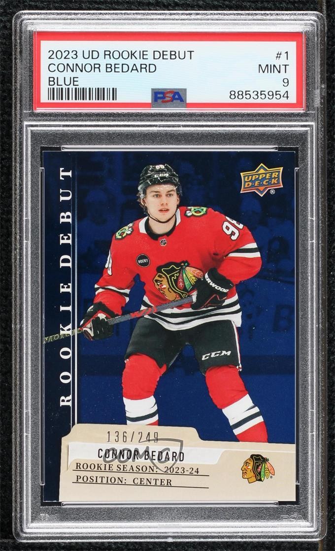 2023 Upper Deck UD Rookie Debut Blue 136/249 Connor Bedard #1 PSA 9 MINT RC 6hh