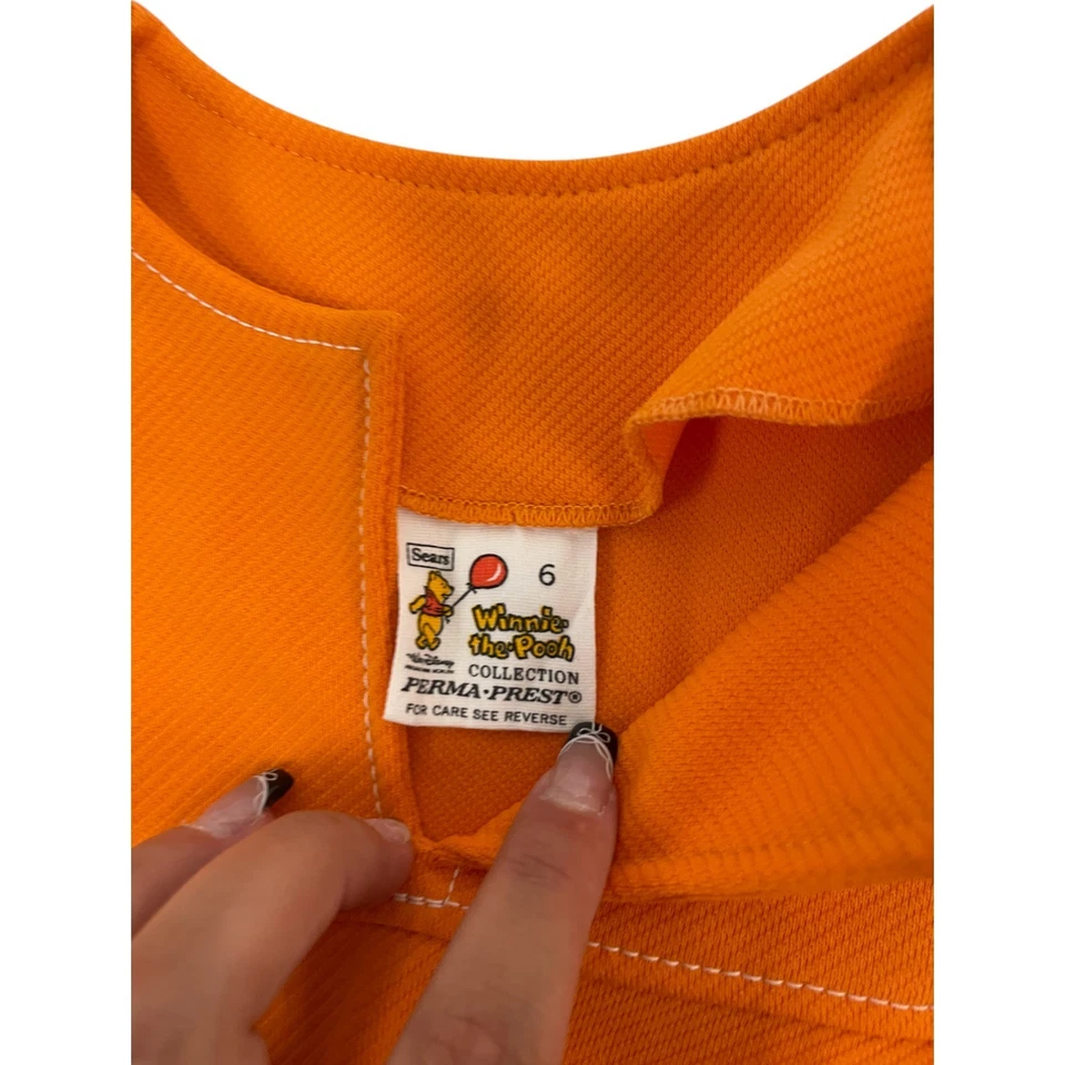 Winnie The Pooh Top Shirt Orange Baby Girls Size 6 Polyester Embroidered Flower - Image 3 of 4