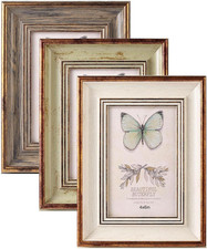 4x6 Picture Frame Set of 3 Rustic Retro Photo with Real 4x6, Mix Color