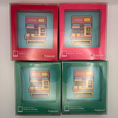 Polaroid 4x4 Desk & Wall Photo Frame Square Plastic Matte Red/Green Rear-Load