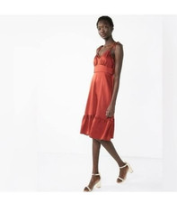 NWT Women's Nine West Strappy Midi Dress L - Paprika Red Orange Copper