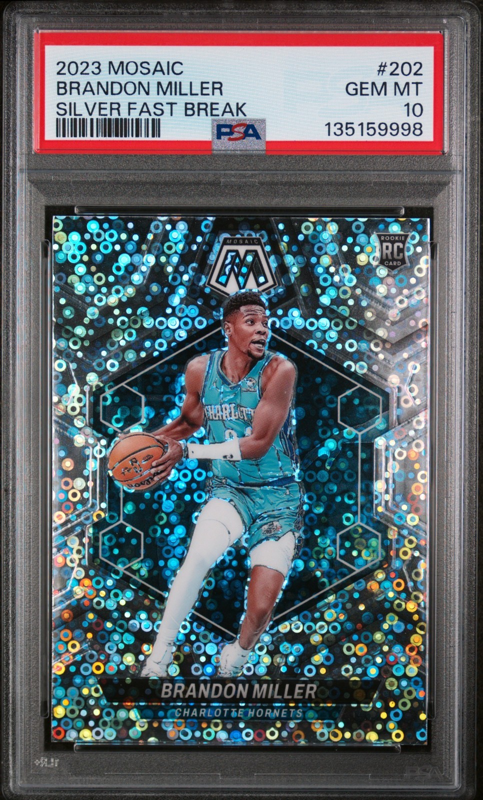 2023-24 Panini Mosaic Fast Break Silver #202 Brandon Miller Rookie PSA 10