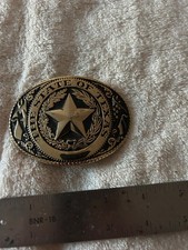 Vintage The State of Texas Belt Buckle Lone Star Seal Western Cowboy Made in USA